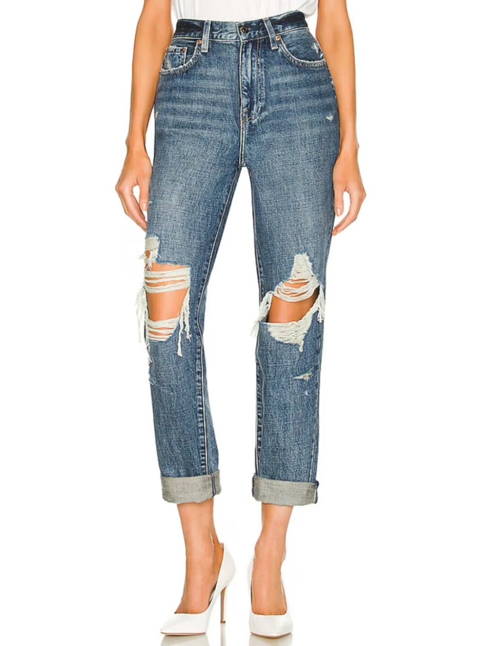 Pistola Presley High Rise Relaxed Roller Straight Jeans 26 Destroyed Distresseda